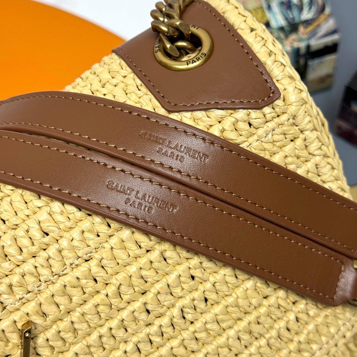 YSL Niki Shoulder Bag 28cm Straw Color in Straw Weaving 285527