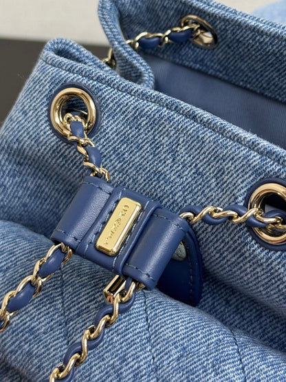 Chanel 2026 Backpack 18cm Blue Denim Leather