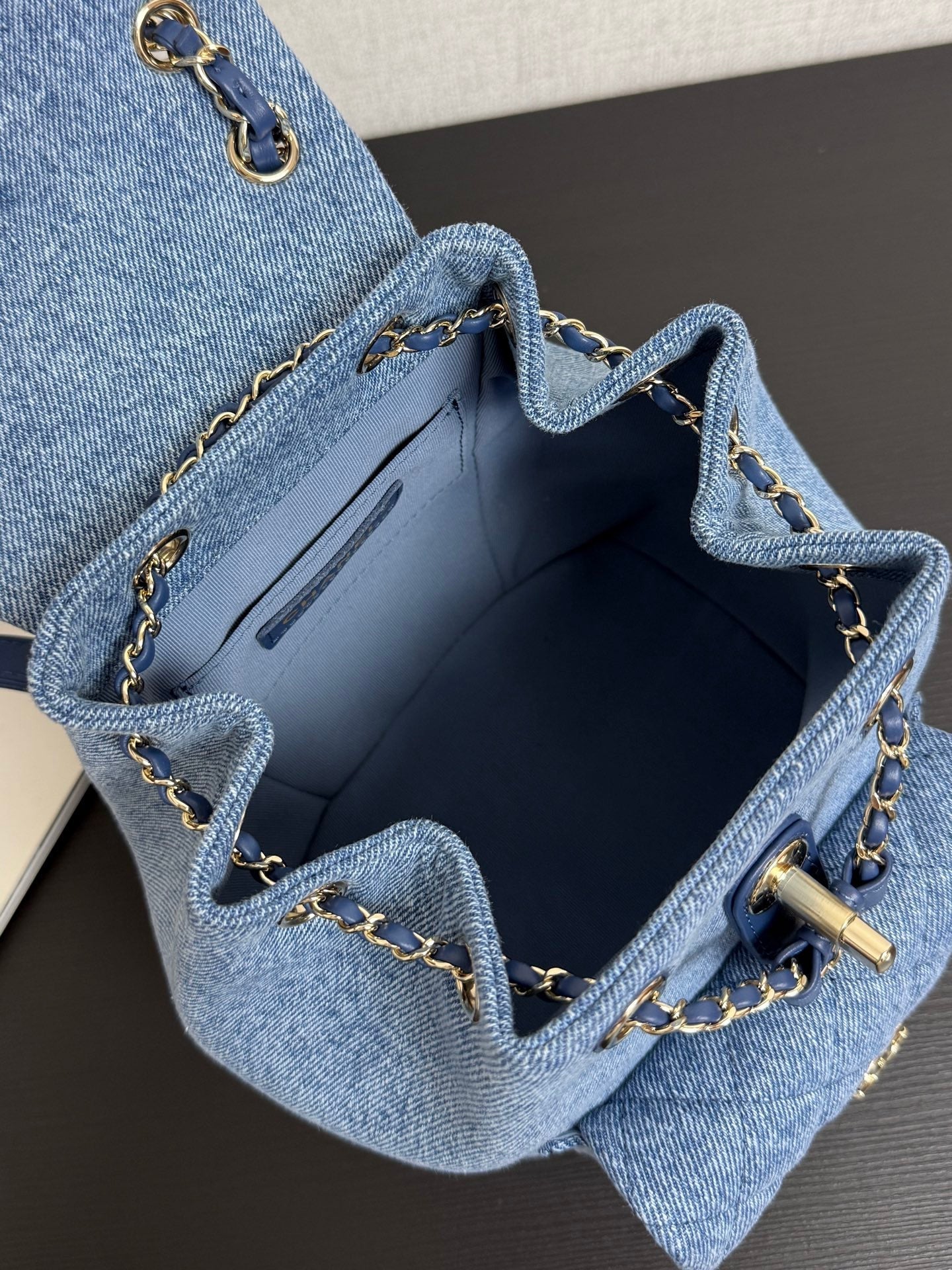 Chanel 2026 Backpack 18cm Blue Denim Leather