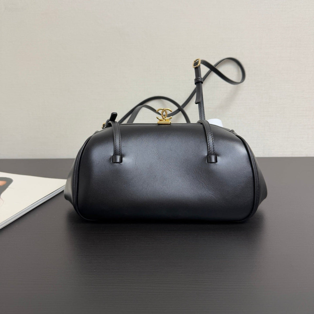CC 26A Long Shoulder Handbag Black Lambskin