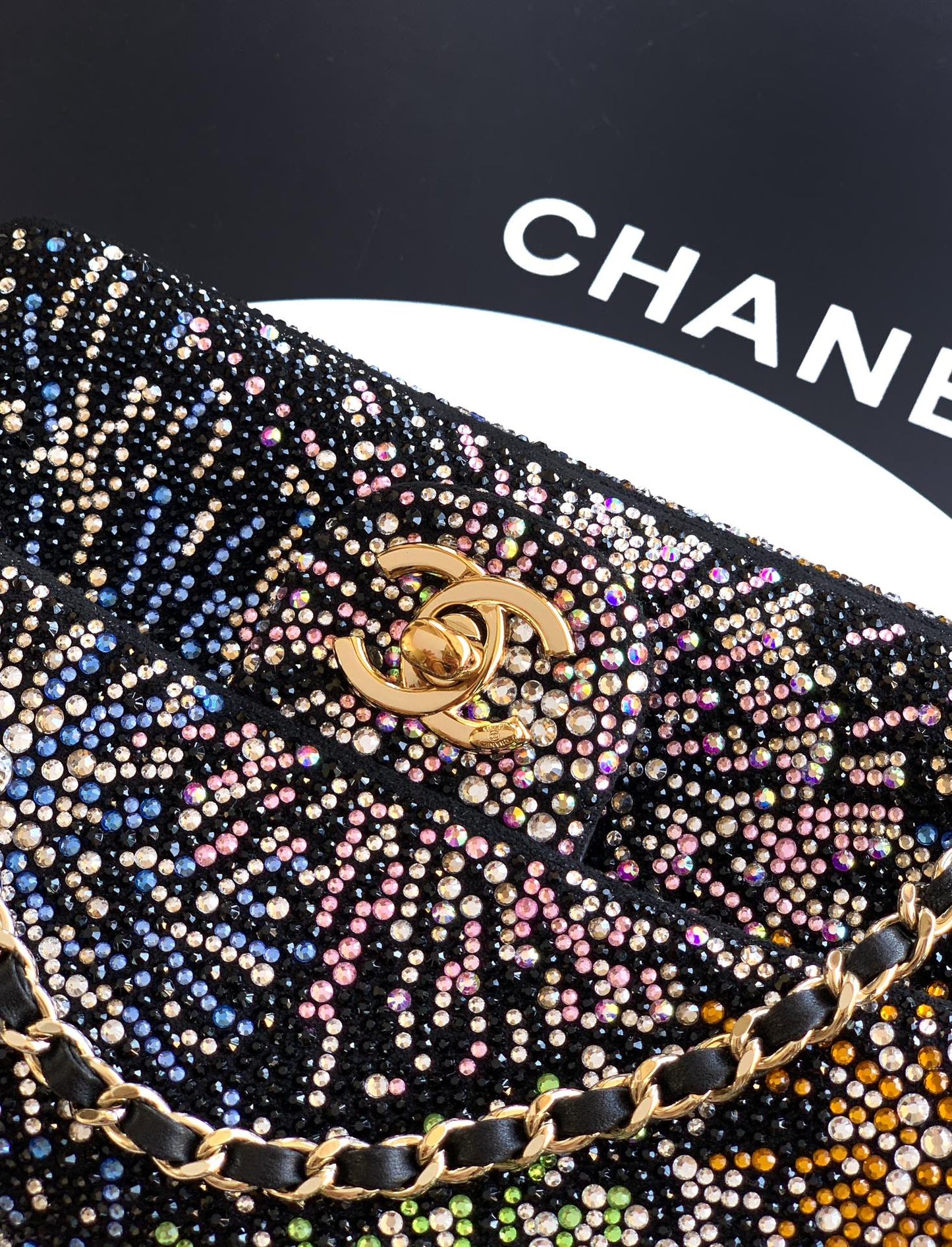 Chanel 2026 Evening Bag 20cm Black Mix Colors Strass Leather