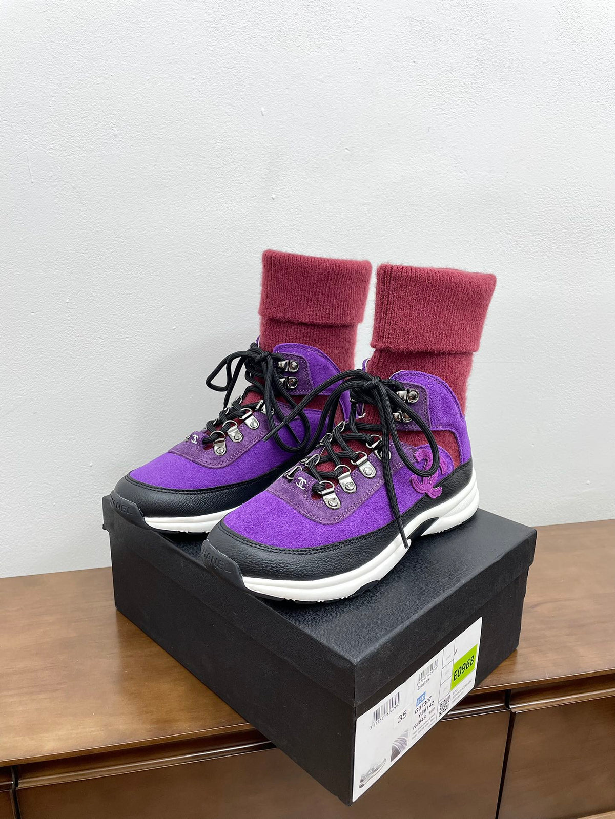 CC Sneaker 30mm Purple Red Suede And Wool