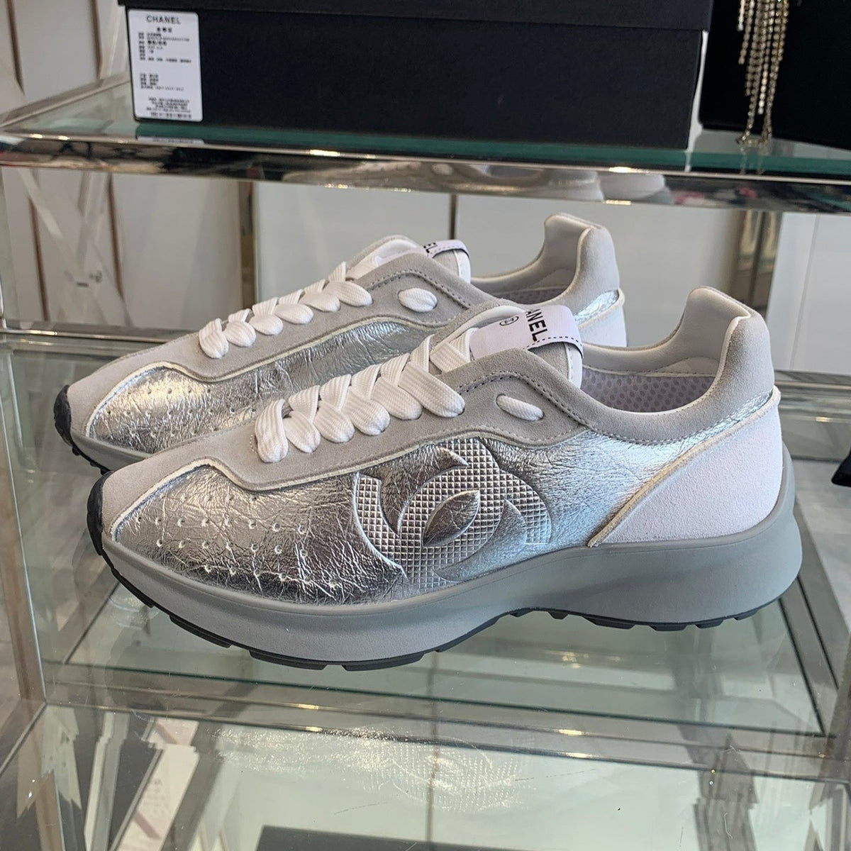 CC Sneaker Silver Pink Cowhide 204114