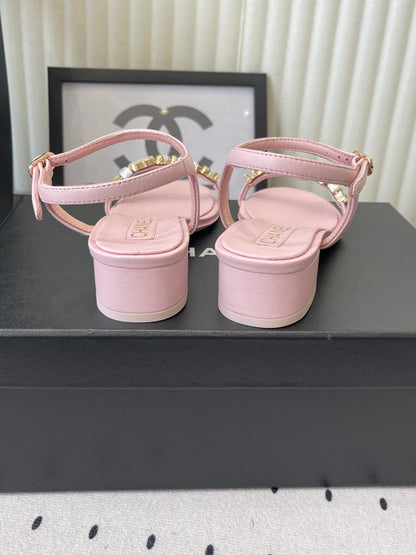 CC 26s Sandals 35 Light Pink Sheepskin Pearls 650101