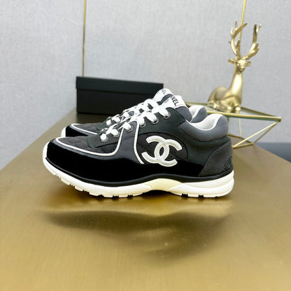 CC 2026 Casual Sneakers Black Gray Monogram Suede 668046