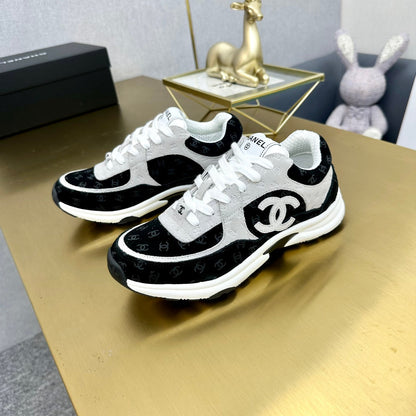 CC 2026 Casual Sneakers Black White Monogram Suede 668047