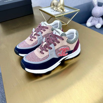 CC 2026 Casual Sneakers Navy Blue Red Suede Canvas 668051