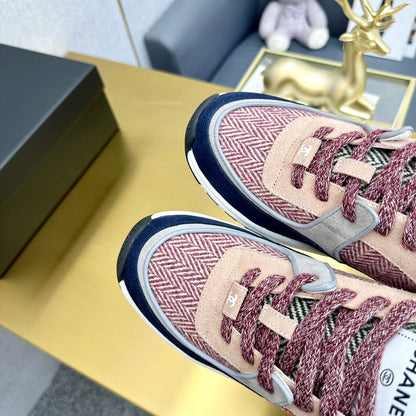 CC 2026 Casual Sneakers Navy Blue Red Suede Canvas 668051