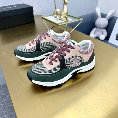 CC 2026 Casual Sneakers Dark Green Beige Suede Canvas 668052