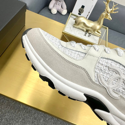 CC 2026 Casual Sneakers Beige White Suede Tweed 668061