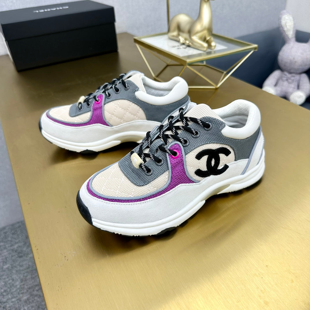 CC 2026 Casual Sneakers White Beige Gray Canvas Suede 668065