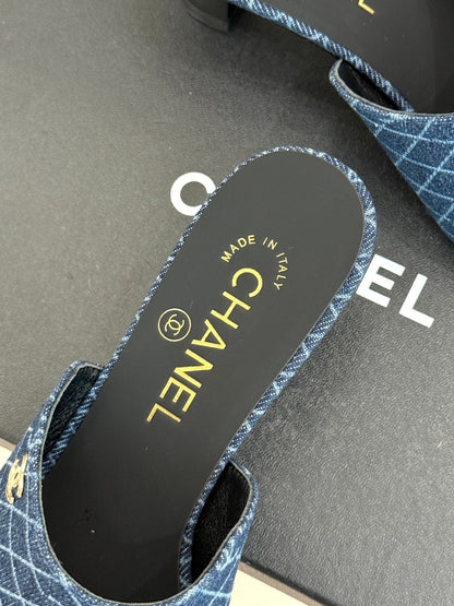 CC 26 Sandal Blue Denim Fabric Sheepskin 609964
