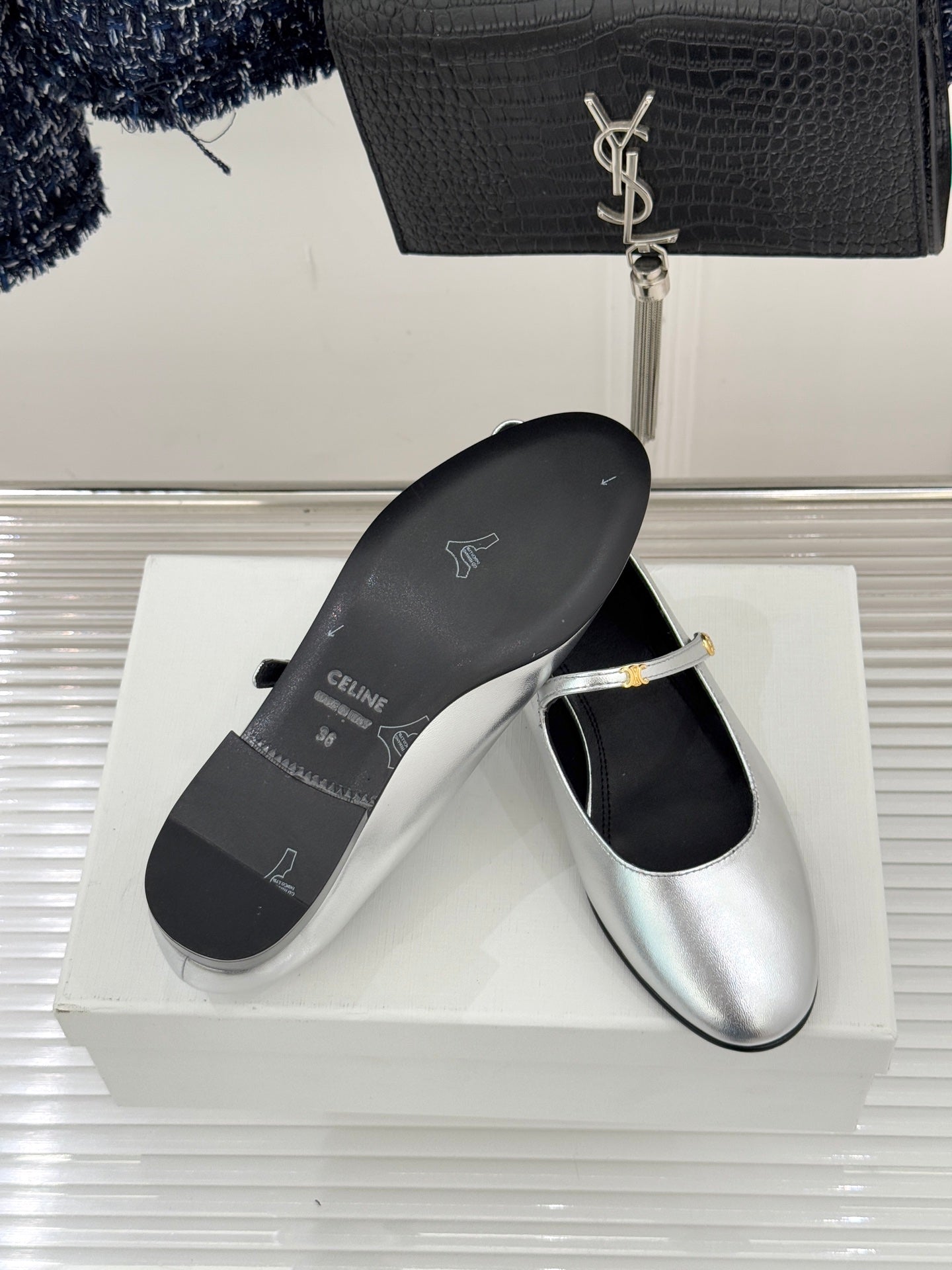 Celine 26 Mary-Jane Ballet Flats Leather 755874
