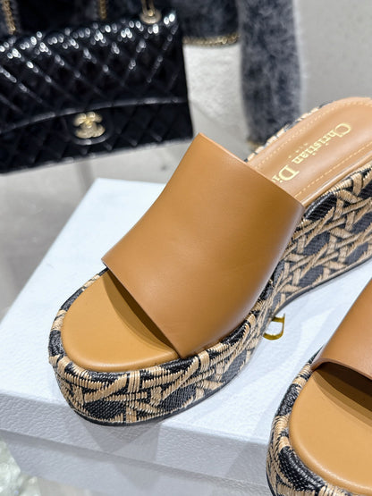 CD 26s Platform Sandal 65 Brown Monogram Leather 636352