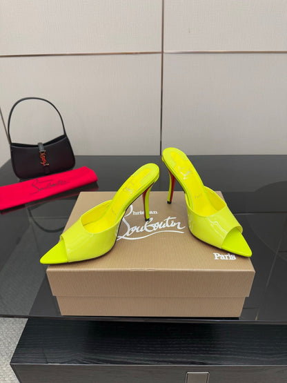 CL 26SS High Heel Sandals 100 Neon Yellow Patent Leather 532170