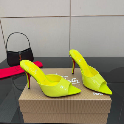 CL 26SS High Heel Sandals 100 Neon Yellow Patent Leather 532170