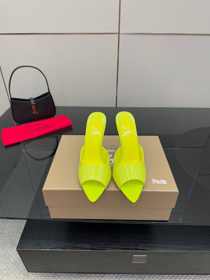 CL 26SS High Heel Sandals 100 Neon Yellow Patent Leather 532170