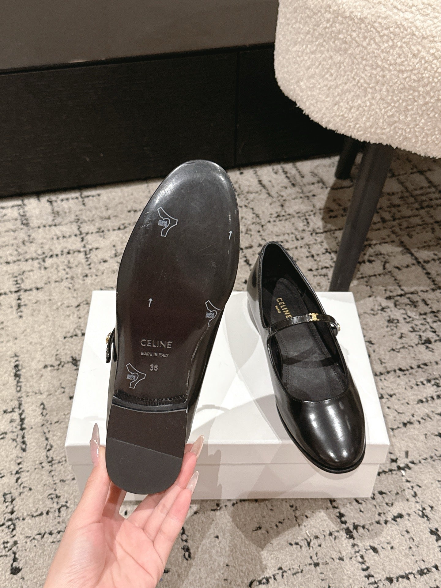 Celine 26 City Mary-Jane Ballet Flats Leather 770900