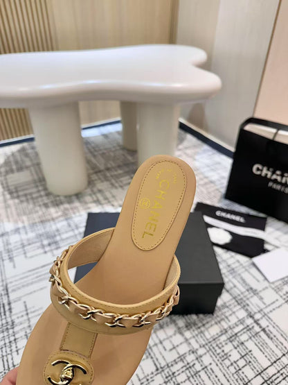 Chanel 2026 Thong Sandals Calfskin Chain 790087