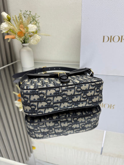 Dior 2026 Bobbi Bag 20cm Blue Fabric Leather