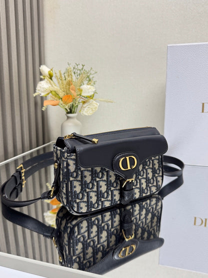 Dior 2026 Bobbi Bag 20cm Blue Fabric Leather