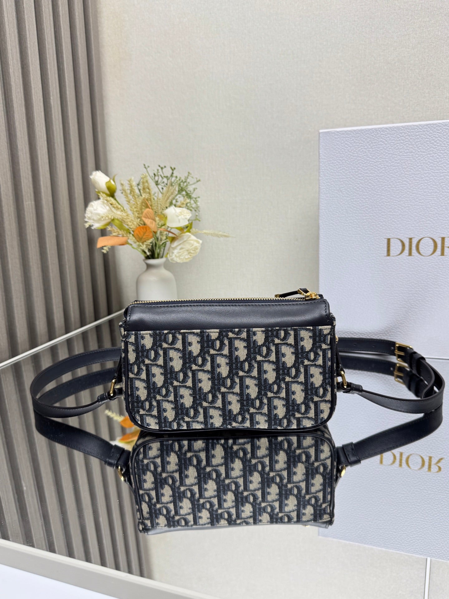 Dior 2026 Bobbi Bag 20cm Blue Fabric Leather