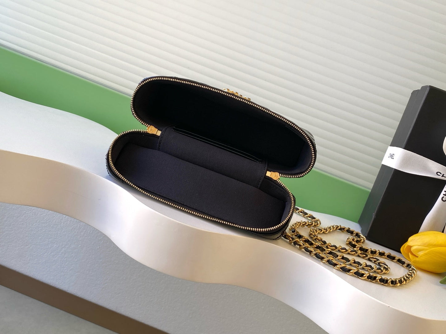 Chanel 2026 Vanity Case Bag 19.5cm Black Patent Leather