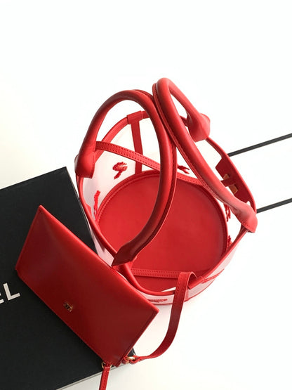 Chanel 2026 Tote Bag 31cm Red White Mesh Leather 367728