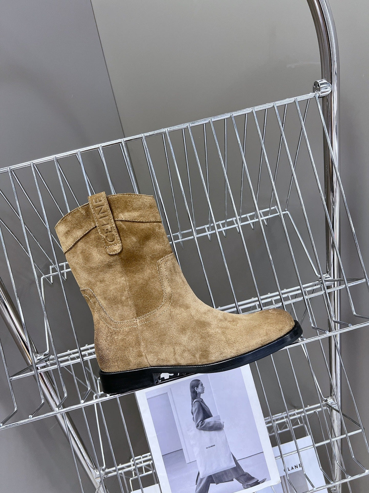 CELINE 25 cowboy boots light brown suede 434411