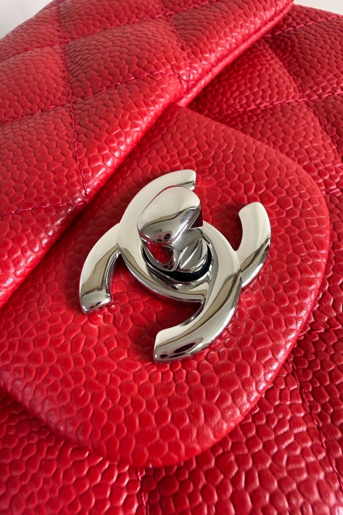 CC Flap Bag 17cm Red Caviar SHW 284745