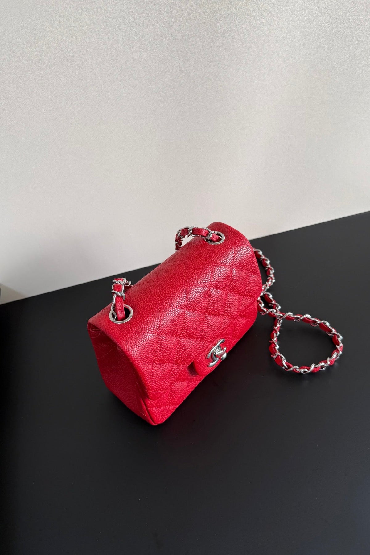 CC Flap Bag 17cm Red Caviar SHW 284745