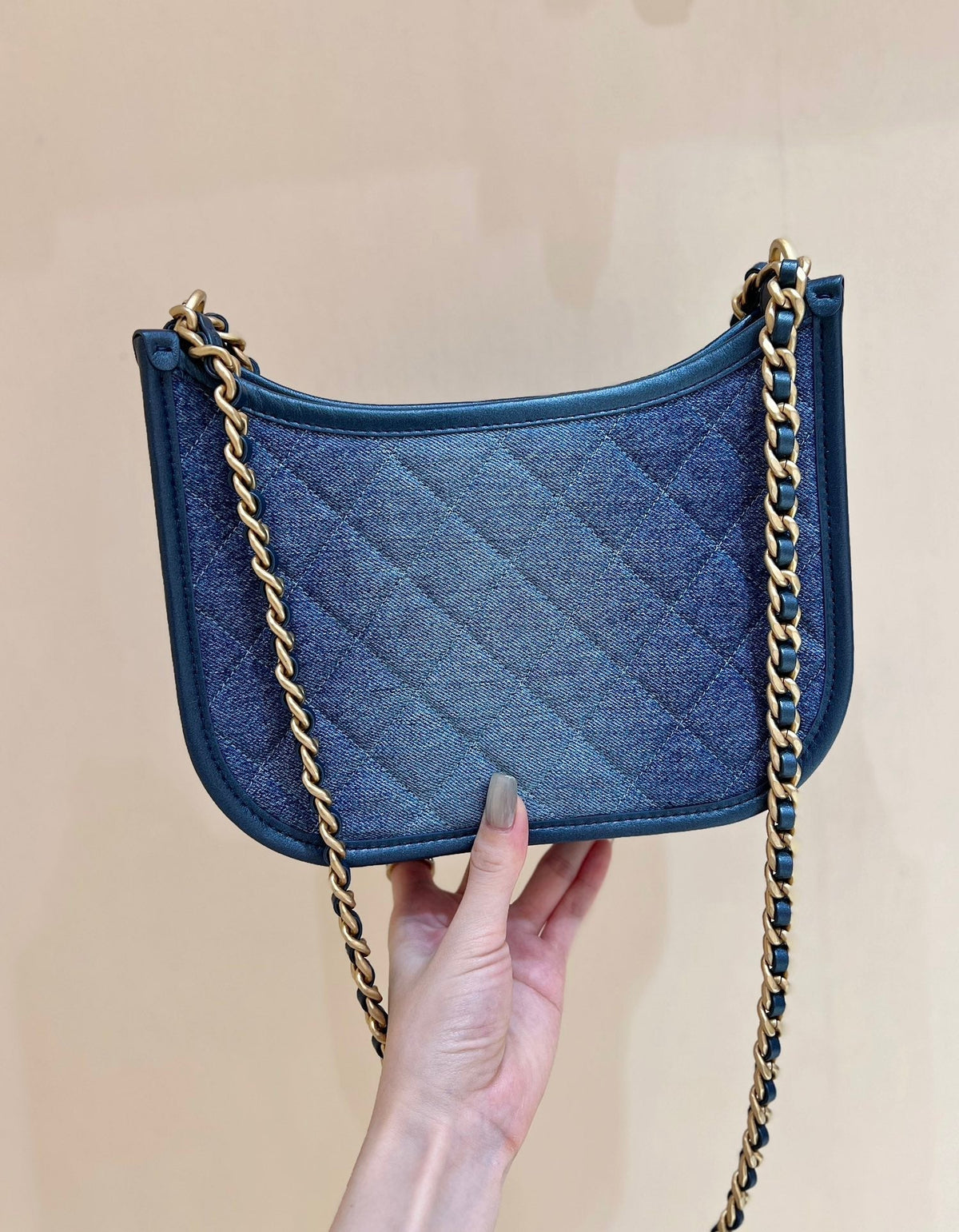 CC 24S AS4666 Shoulder Bag 24cm Blue Denim Light GHW