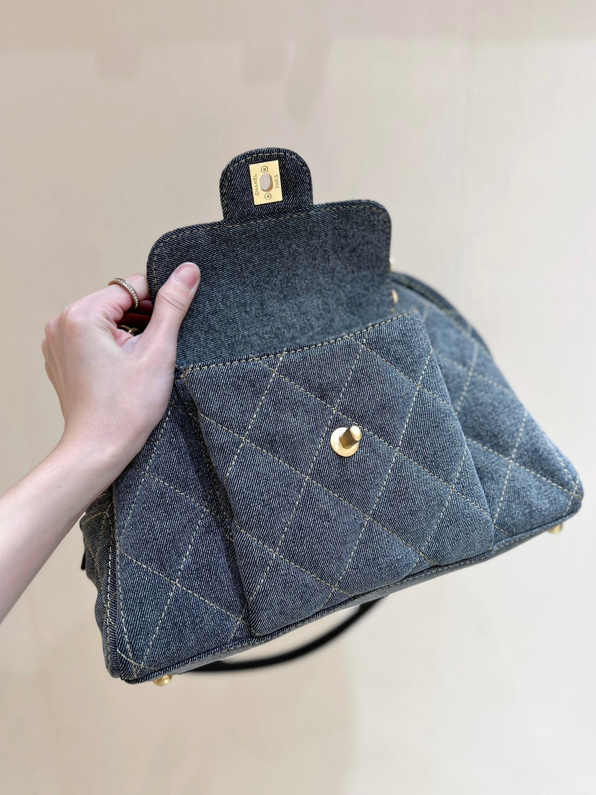 CC 24A Bowling Bag 33cm Grey Denim GHW