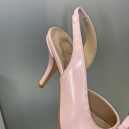 Dior 2026 Bow Heeled Slingback Sandal 85mm Soupir Pink Lambskin 607567