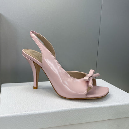 Dior 2026 Bow Heeled Slingback Sandal 85mm Soupir Pink Lambskin 607567