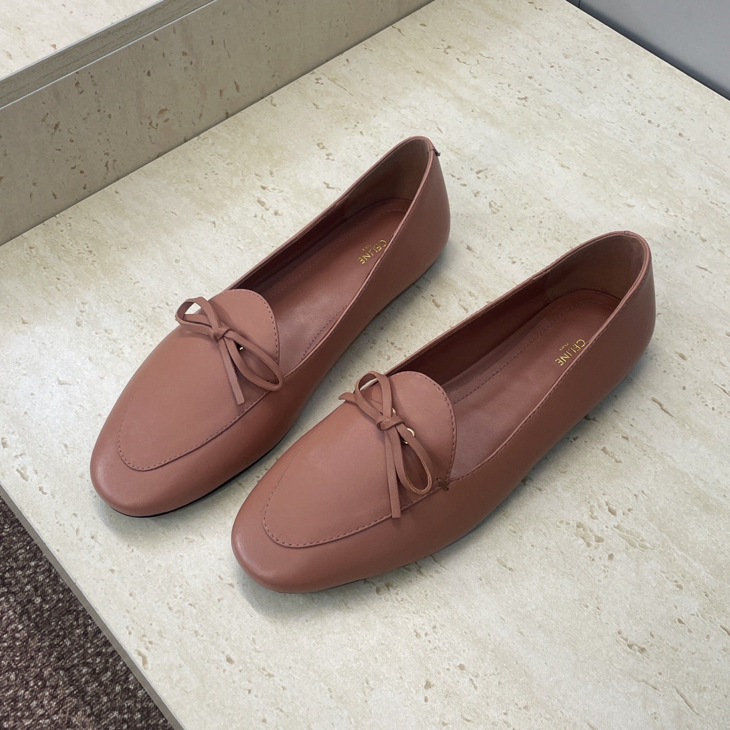 Celine 26 Loafers Dusty Pink Sheepskin 607726