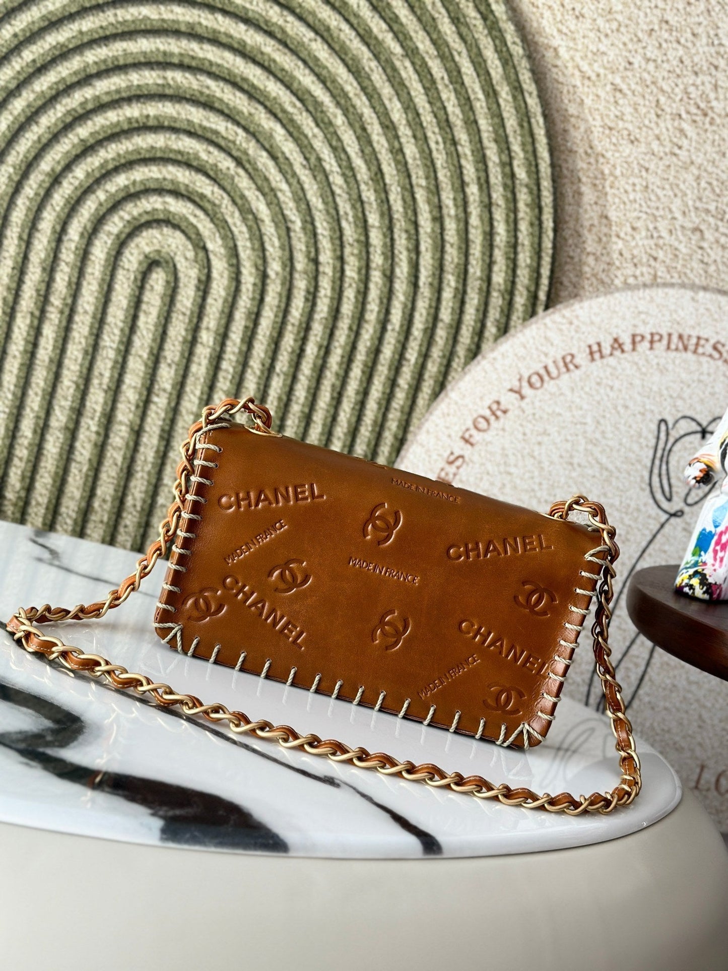 Chanel 2026 Vintage Whipstitched Flap Bag 25cm Brown Leather