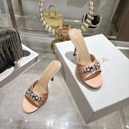 CD 26 High-Heeled Mules 85mm Pearl Light Pink Leather 592248