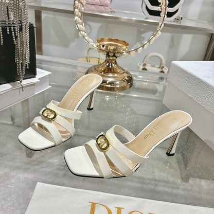 CD 26 High-Heeled Sandals 75mm White Patent Leather 592259