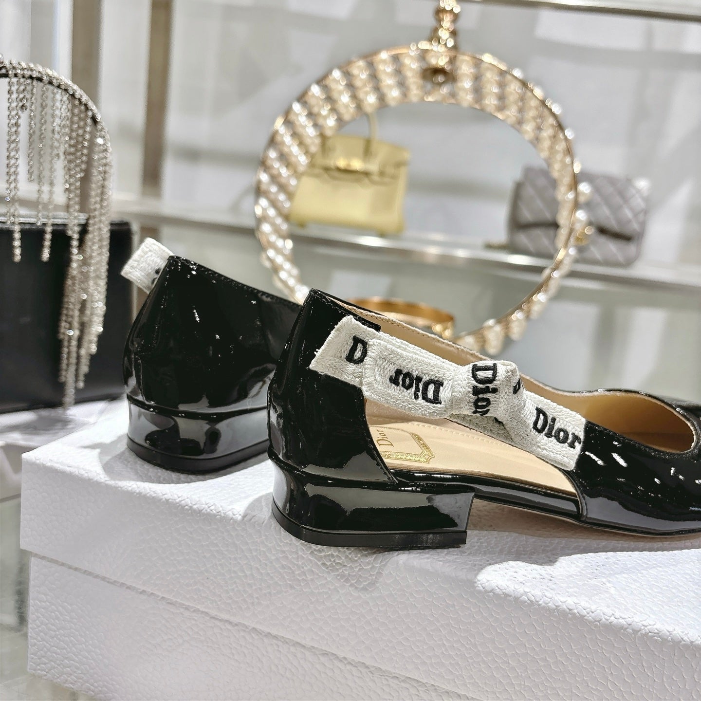 CD 26 Lolita Ballet Flats 30 Black Beige Patent Leather 679729