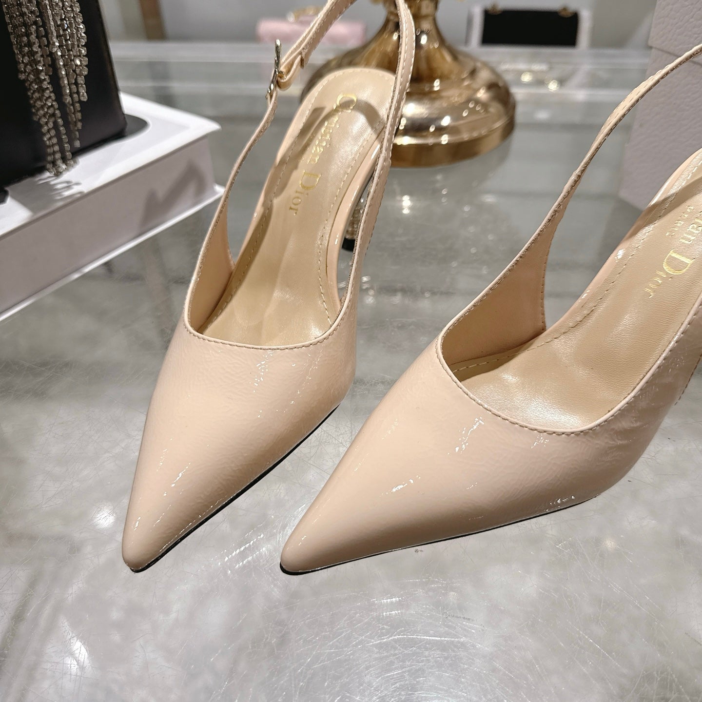 CD 26 Slingback 80 Beige Patent Leather 679852