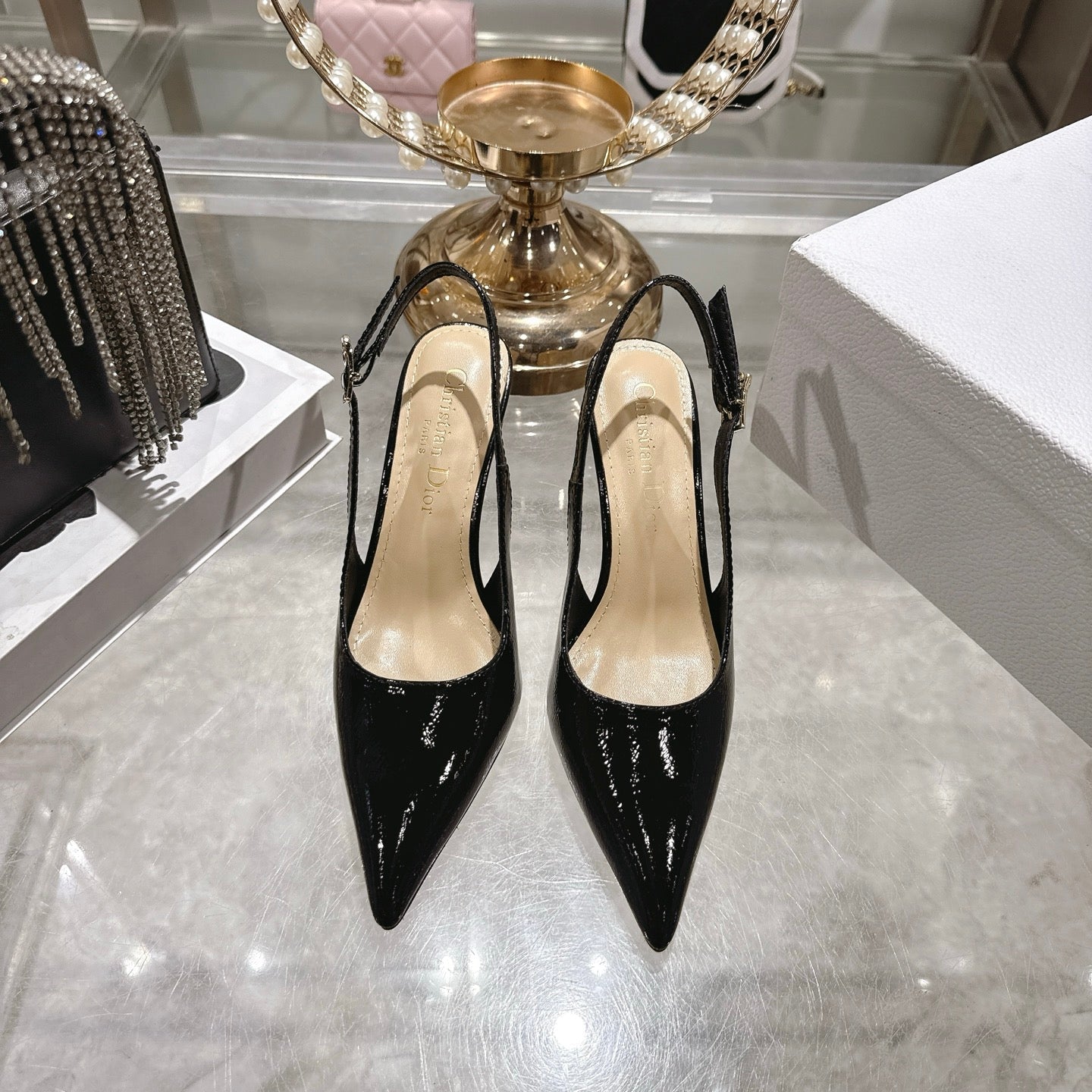 CD 26 Slingback 80 Black Beige Patent Leather 679853