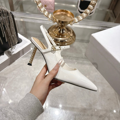 CD 26 Mary Jane High Heels 80 White Patent Leather 679858
