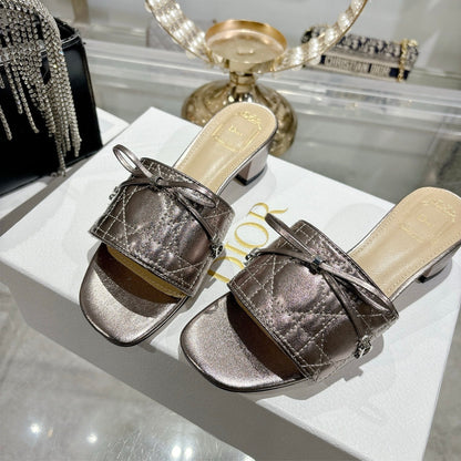 CD 26s Slippers Metallic Brown Beige Calfskin 679866