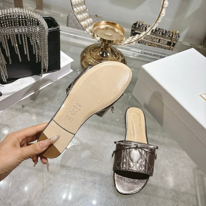 CD 26s Slippers Metallic Brown Beige Calfskin 679866