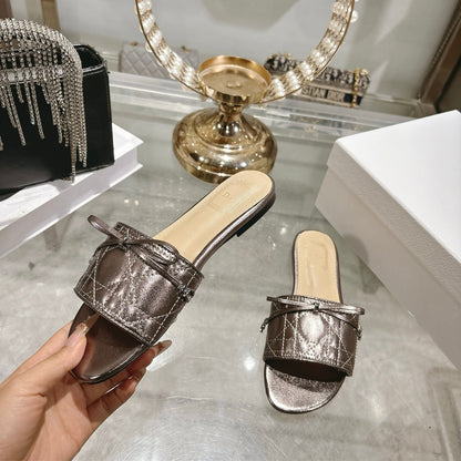 CD 26s Slippers Metallic Brown Beige Calfskin 679866