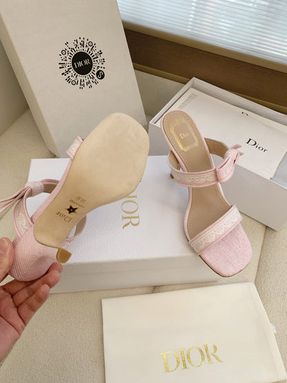CD 26s High Heel Sandal 100 Pink Canvas Sheepskin  664178
