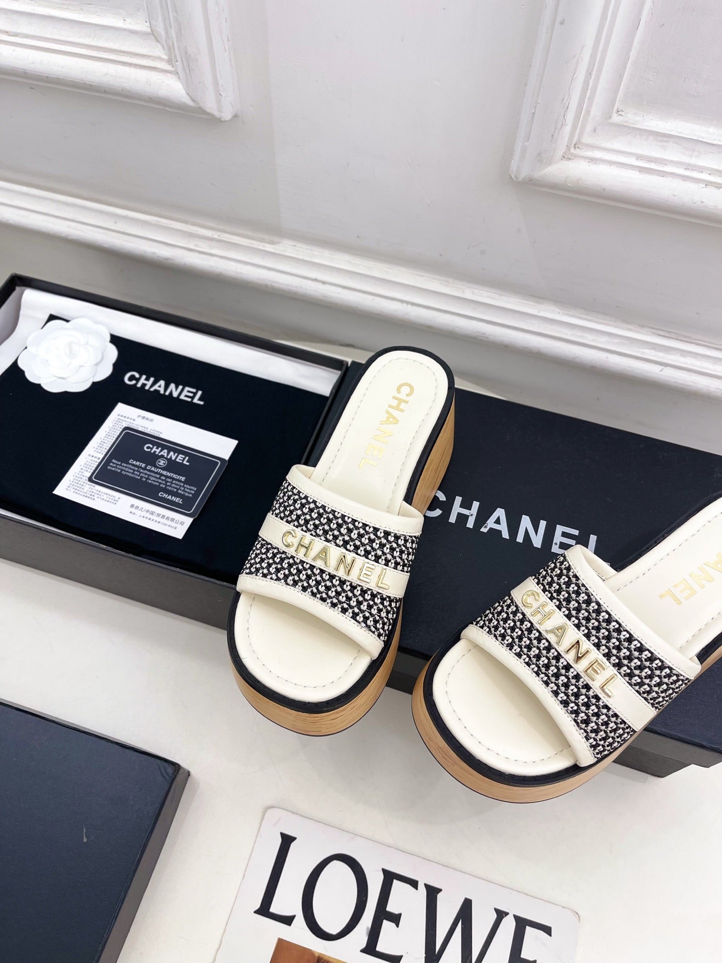 Chanel 2026 Woven Platform Slippers Sheepskin 831534