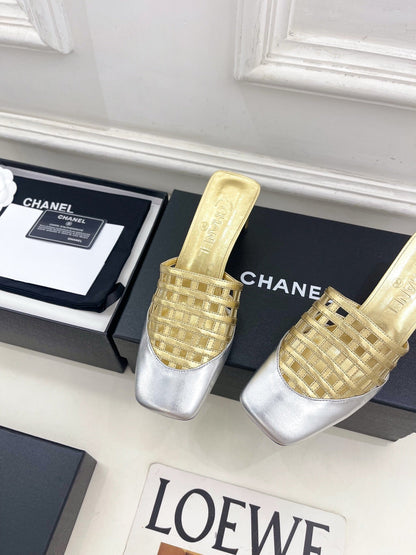Chanel 2026 Square Toe Slippers Leather Sheepskin 831418