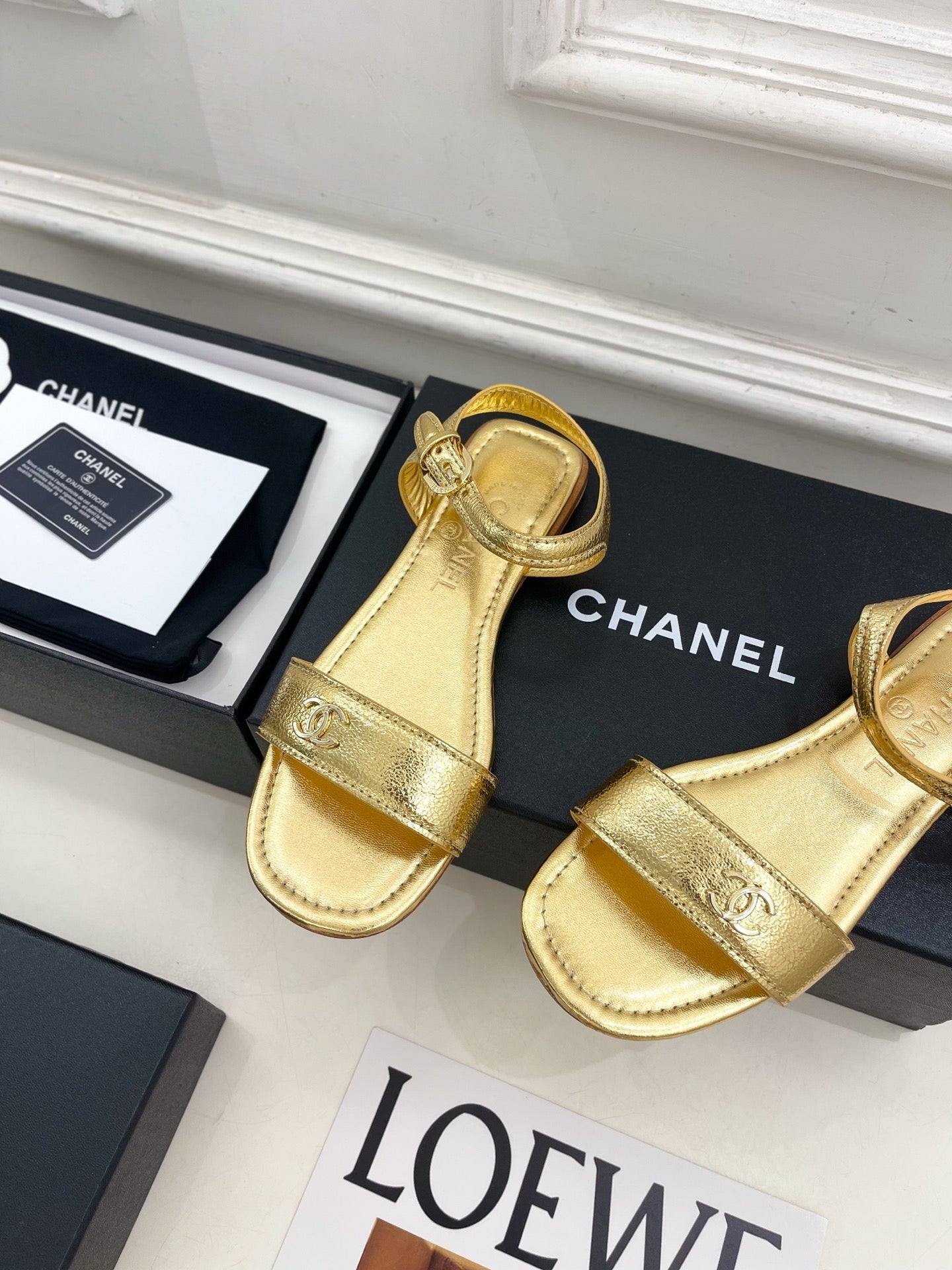 Chanel 2026 Double C Buckle Strappy Flat Sandals Lambskin Sheepskin 832342